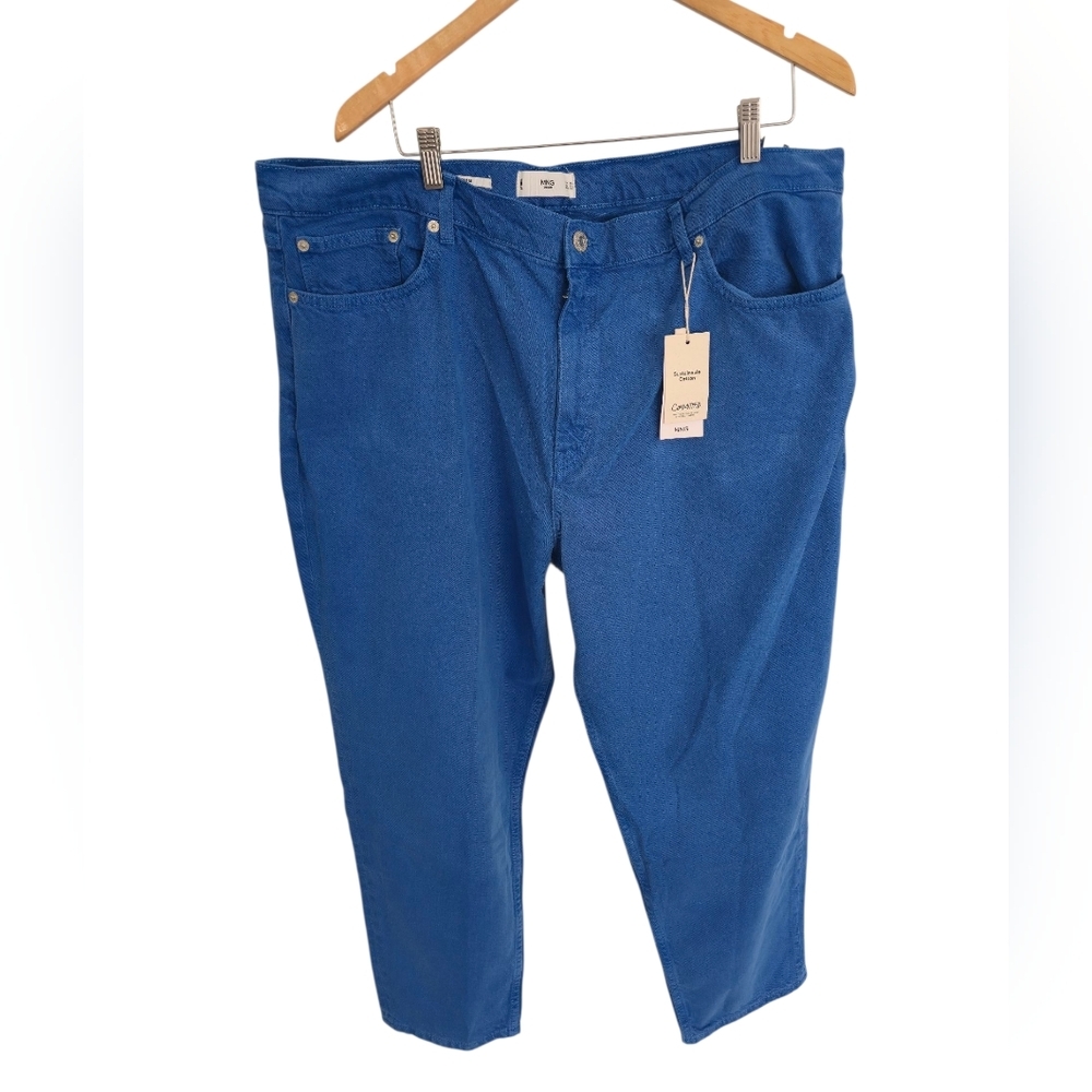 NWT MNG Mango Denim Mom Ankle High Waist Blue Jeans Sustainable Cotton SZ US 22
